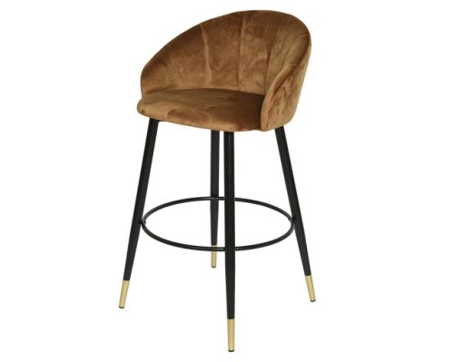 Set 2 scaune bar, MANHATTAN, catifea, maro, 53X55X100 cm