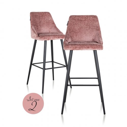 Set 2 scaune de bar Brooke roz