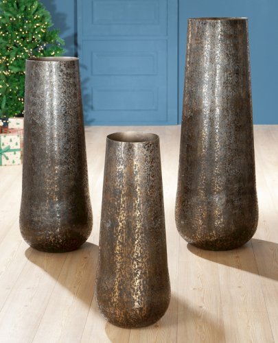 Gilde - Set 3 vaze cobre, aluminiu, 120x42.5, 101x37, 79x30 cm