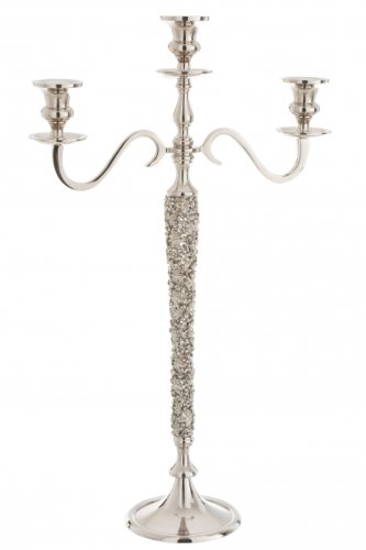 Jolipa - Sfesnic cu 3 brate jewel, aluminiu, argintiu, 16x41x65 cm