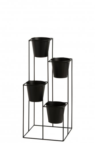 Jolipa - Suport pentru 4 ghivece , metal fier, negru, 31x31x70.5 cm