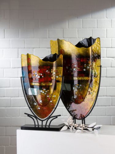 Gilde - Vaza decorativa pearls, sticla, multicolor, 35x58x10 cm