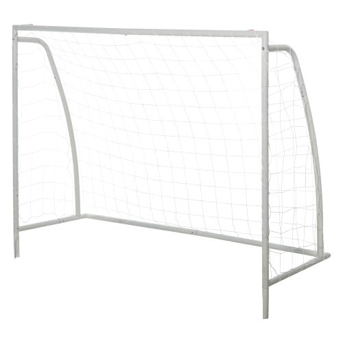 Homcom 3 in 1 poarta de fotbal poarta de tragere pentru adulti si copii cu plasa tedoron, din metal, oxford, alb, 180x62x121 cm