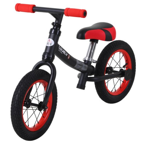 Homcom Bicicleta Echilibru Fara Pedale pentru Copii 2-5 Ani Negru si Rosu