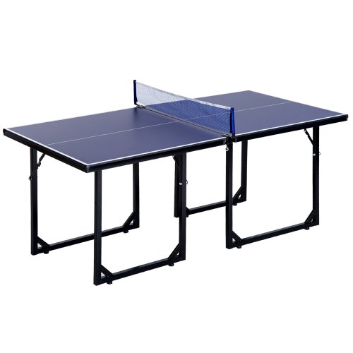 Homcom  masa de ping pong pliabila cu plasa din otel si mdf, 182x91x76cm - albastru | aosom ro