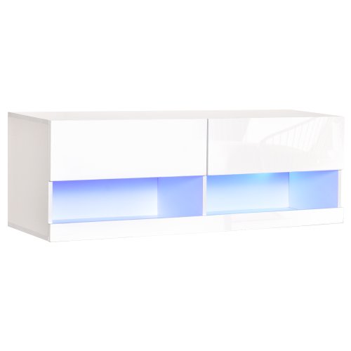 HomCom mobilier suspendat pentru TV, cu 20 LED-uri, alb | AOSOM RO