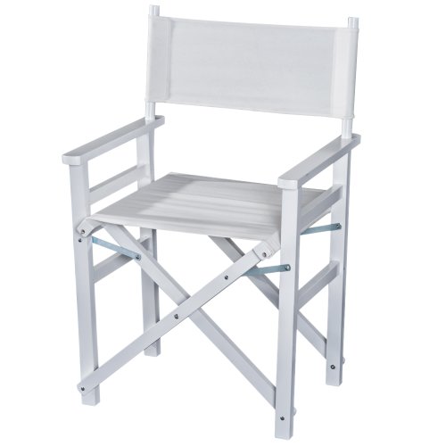 Homcom scaun de regizor rabatabil fabricat din lemn de oxford alb 56x46x88cm