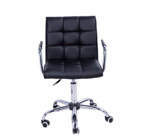 Homcom scaun rotativ cu brațe dinpiele sintetică, negru  52.5x54x94cm