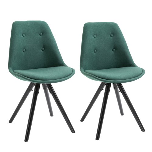 Homcom set 2 piese scaune de pranz captusite design modern pentru sala de pranz verde 