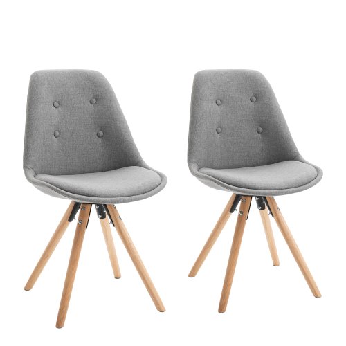 Homcom set 2 scaune de sufragerie captusite design modern gri