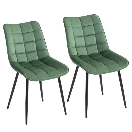 Homcom set 2 set 2 scaune moderne captusite pentru sufragerie stil nordic catifea verde