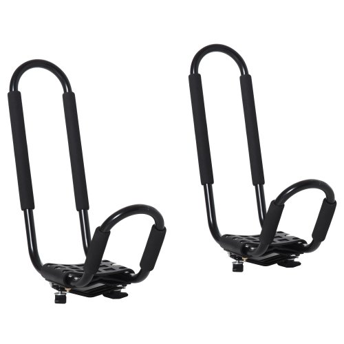 Homcom set 2 suporturi caiac cu conector universal pentru suportul de bagaje, potrivit pentru canoe si paddleboard, negru, 46x16.5x47cm