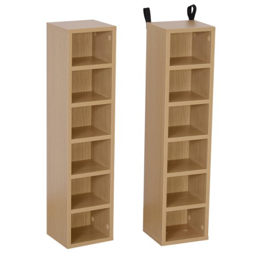 Homcom set de 2 rasteluri mobilier 6 rafturi in lemn mdf 21x19.2x88.3cm