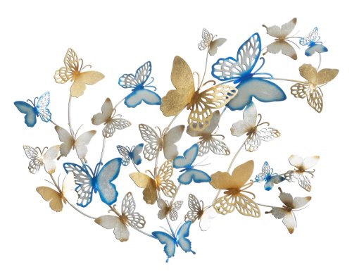 Mauro Ferretti panou de perete fluturi auriu/albastru cm 132x3,5x95,5