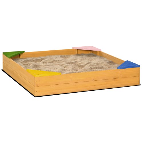 Outsunny Cutie din Lemn pentru Nisip pentru Copii, cu Material Netesut, cu Efect de Lemn Natural | AOSOM RO 