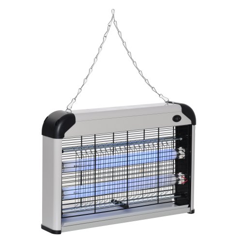 Outsunny Lampa pentru Insecte Electrica 20W pentru Exterior si Interior de 60m² Argintie