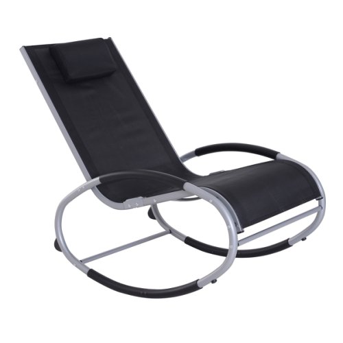 Outsunny scaun balansoar de gradina impermeabil in aluminiu, negru 120x61x88cm