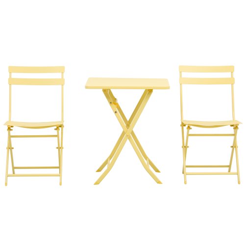 Outsunny set masa si scaune de gradina pliabile din metal galben