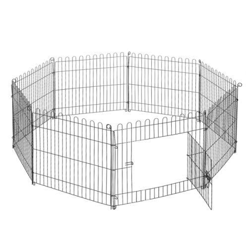 PawHut Țarc pentru Câini Pisici Mici Rozătoare Gard Plasă Cușcă 8 Bucăți 61 x 61cm Negru