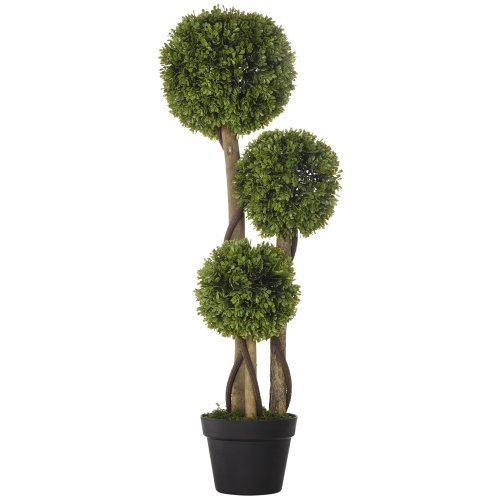 Plante artificiale decorative buxus taiat sferic in ghiveci, plante artificiale pentru decor de interior si exterior, 90cm HOMCOM | Aosom RO
