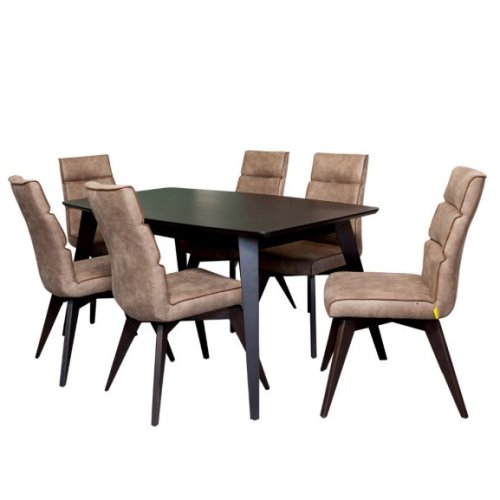 Larix - Set masa cu 6 scaune jasmin maro