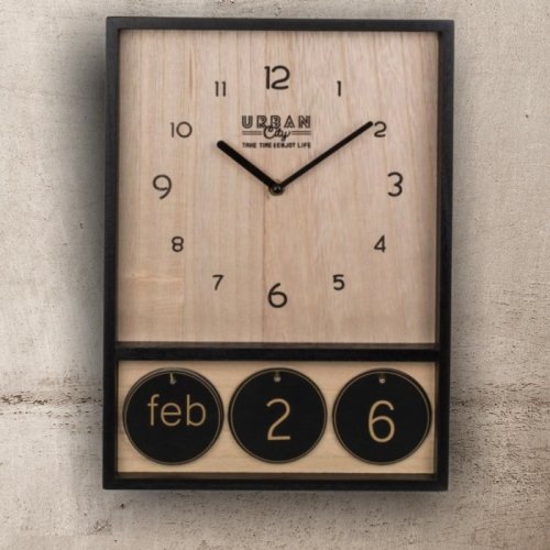 3gifts - Ceas de perete din lemn cu calendar urban