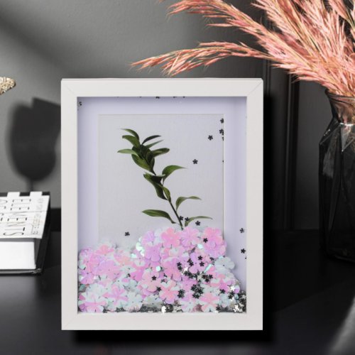 3gifts - Rama foto flower glitter personalizata cu o fotografie