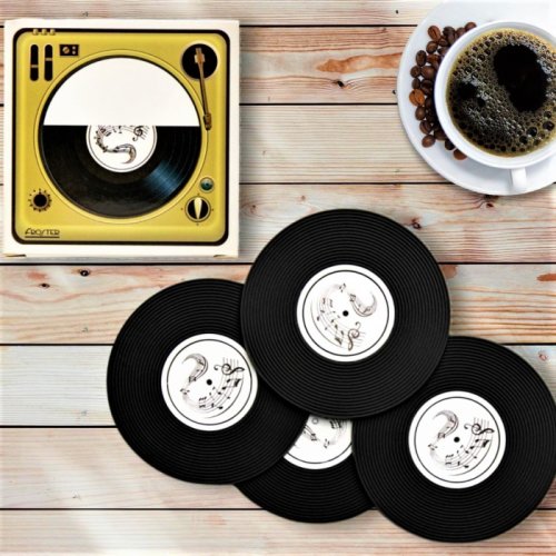 3gifts - Set suporturi pentru pahare disc vinyl music