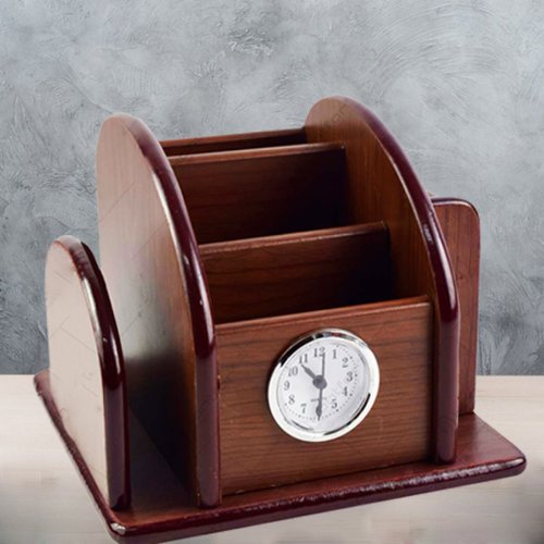 Suport din lemn pentru birou cu ceas