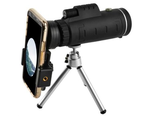 Telescop cu lentile pentru telefon pe trepied