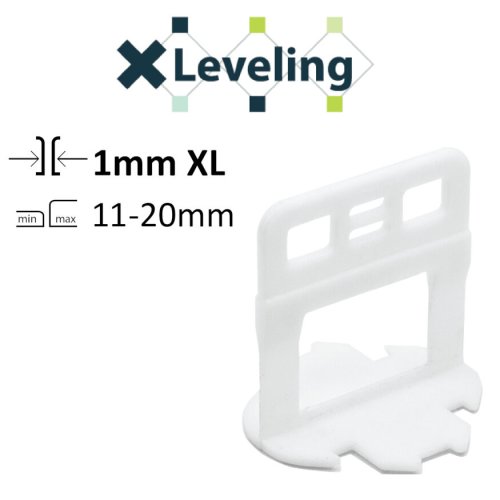 Xleveling - Distantiere xl autonivelare ( clips xl ) pt. placi groase (11- 20 mm) - rost de 1 mm - 100 buc - xlev-plc1xl100
