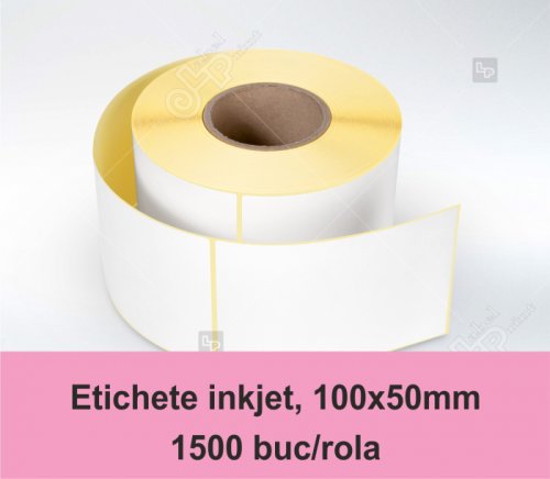 Etichete inkjet (JetGloss) in rola 100x50mm, adeziv permanent, 1500 buc rola (compatibile Epson)
