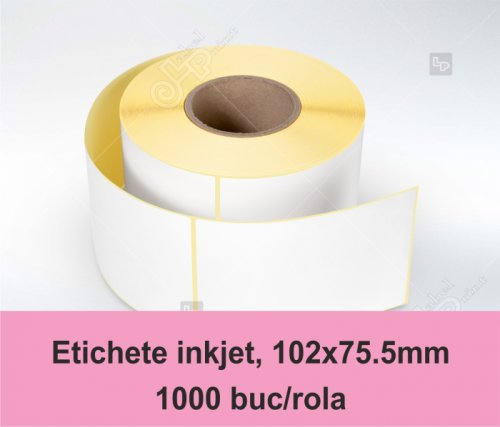 Etichete inkjet (JetGloss) in rola 102x75.5mm, adeziv permanent, 1000 buc rola (compatibile Epson)