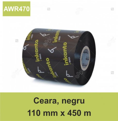 Ribon ARMOR Inkanto AWR470, ceara (wax), negru, 110mmX450M, OUT