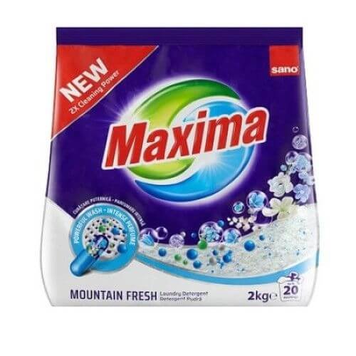 Sano Maxima Detergent pudra pentru haine/rufe, Mountain Fresh 20 spalari, 2 Kg