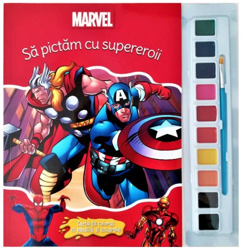 Marvel. Să pictăm cu supereroii. Carte de colorat cu pensulă și acuarele