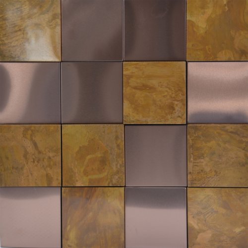 Mozaic metalic interior, culoare bronz lucios 30x30 cm, SQUARE BRONZE, Keramyth