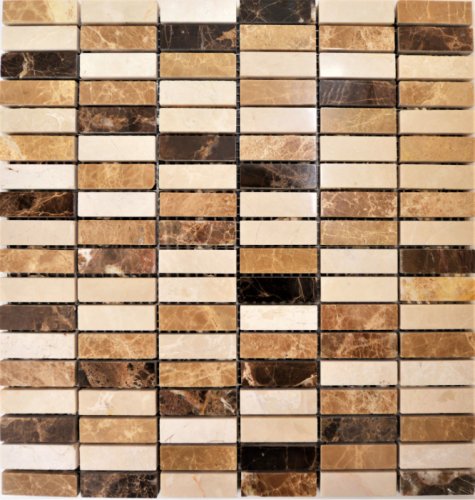 Mozaic mini piatra culoare maron 30.4x29.8 cm, EMPERADOR-CREMA MARFIL, Keramyth