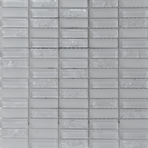 Mozaic sticla interior, culoare alb lucios, 30x30 cm STARK WHITE GLASS, Keramyth