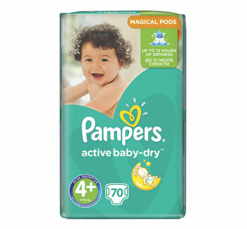 Scutece Pampers active baby maxi plus 4+ giant pack, 10-15 kg, 70 buc