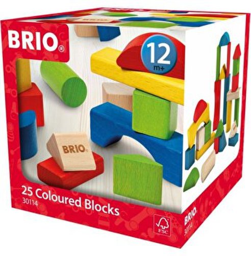 Set blocuri colorate, din lemn, 25 piese Brio