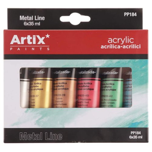 Acrilic 6 culori metalizate x 35ml set Artix PP184
