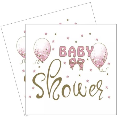 Servetel baby shower roz 33x33cm 2 set slog-053301