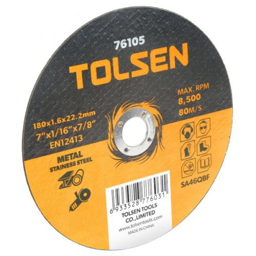 Tolsen - Disc plat de taiere (metal si otel inoxidabil) 230x2.0x16 mm