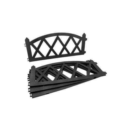 Gard de gradina decorativ, plastic negru, set 4 buc, 59.5x33 cm