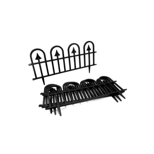 Gard de gradina decorativ, plastic negru, set 4 buc, 60x31 cm