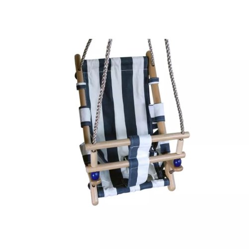 Leagan pentru copii, textil/lemn, albastru, max 70 kg, 36x24x45 cm