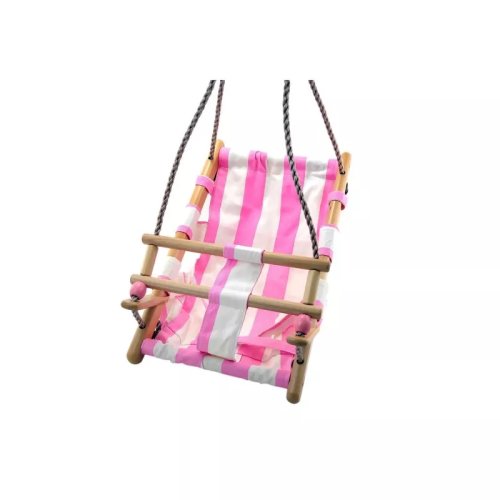 Strend Pro - Leagan pentru copii, textil/lemn, roz, max 70 kg, 36x24x45 cm