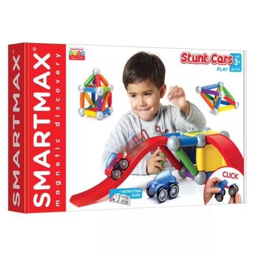 Pista cu Vehicule, Joc Set Educativ de Construit, Magnetic, Smartmax Stunt Cars Play