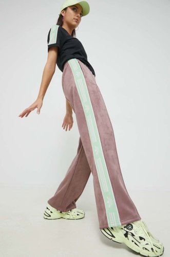 adidas Originals pantaloni de trening femei, culoarea violet, cu imprimeu
